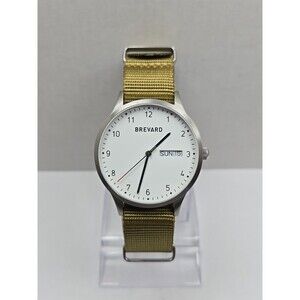 Brevard Watch Co Minimalist Swiss Quartz Day Date Sapphire NatoStrap New Battery